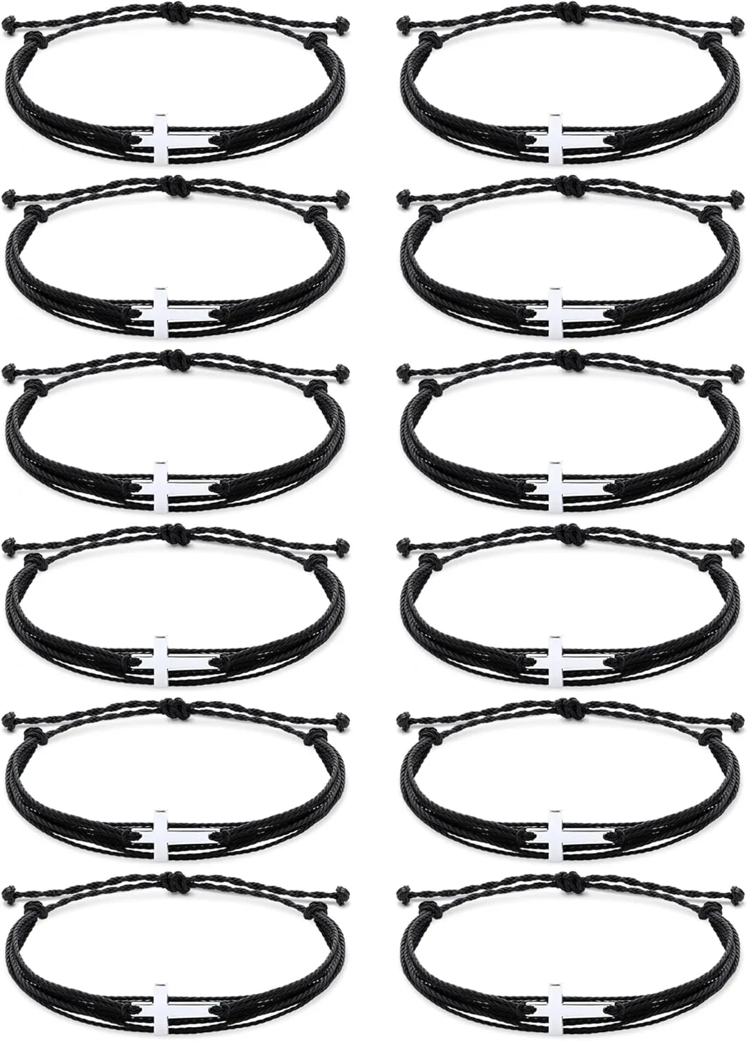 Yinkin 12 Pcs Cross Bracelet for Women and Men Adjustable Nylon Rope Christian Handmade Braided Bracelet for Teens Handmade Christian Jewelry Wish Bulk Cross Bracelets