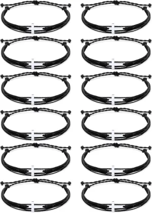 Yinkin 12 Pcs Cross Bracelet for Women and Men Adjustable Nylon Rope Christian Handmade Braided Bracelet for Teens Handmade Christian Jewelry Wish Bulk Cross Bracelets
