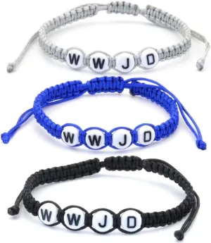 YIYUGEY 3PCs WWJD Braided Rope Bracelets What Would Jesus Do Matching Bracelet Set for Men Women Inspirational Christian Surprise Friendship Braided Rope Letter Bracelet Jewelry