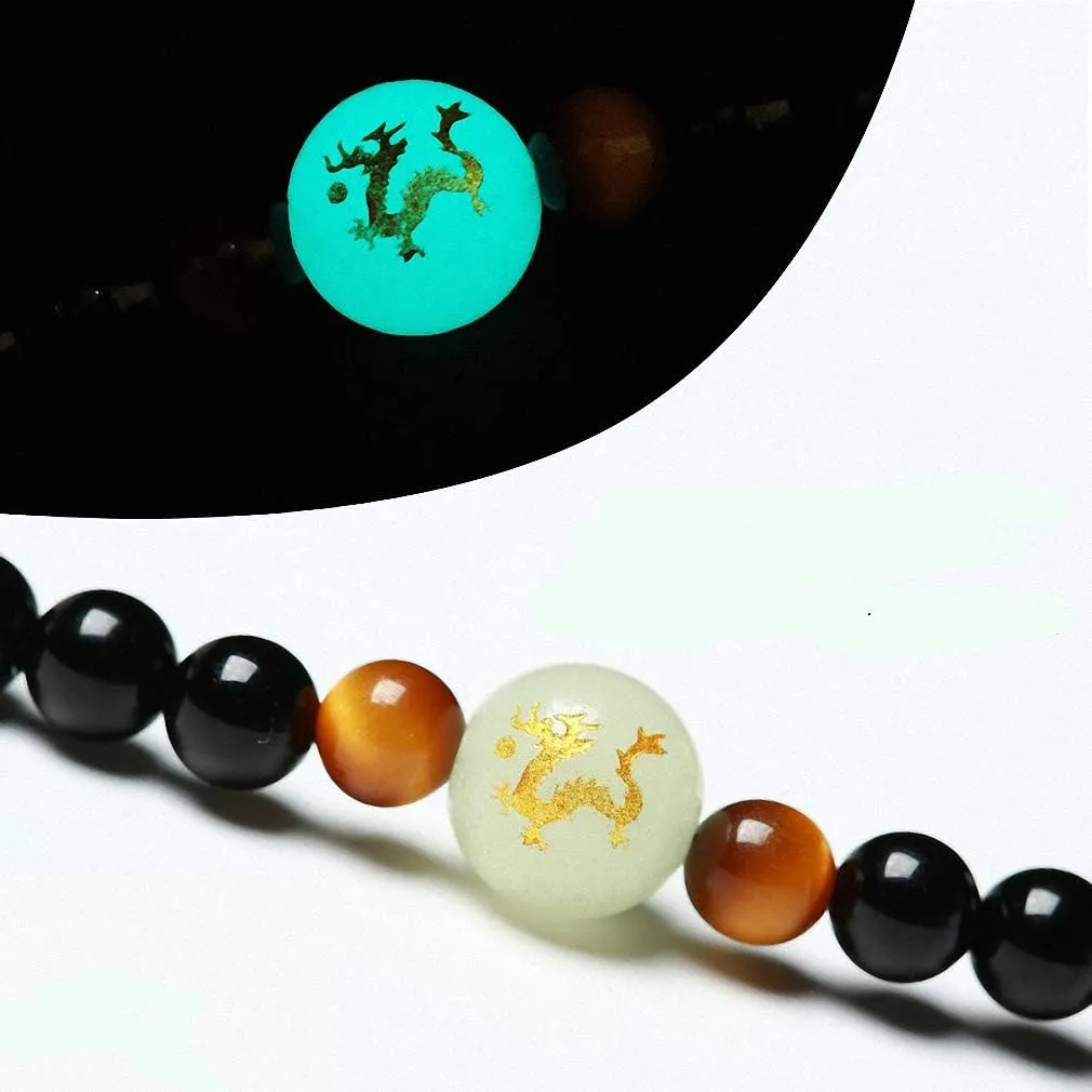 Yoga Black Onyx Men 6mm 108 Beads Strand Bracelets Luminous Natural Stones Tiger Eyes Buddha Bracelet
