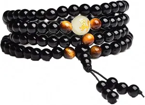 Yoga Black Onyx Men 6mm 108 Beads Strand Bracelets Luminous Natural Stones Tiger Eyes Buddha Bracelet