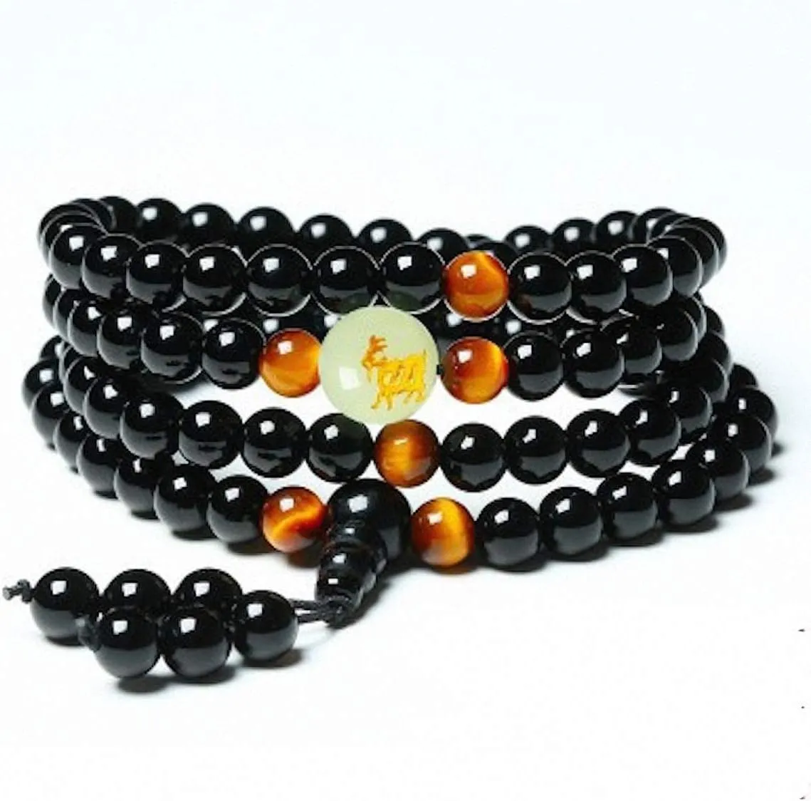 Yoga Black Onyx Men 6mm 108 Beads Strand Bracelets Luminous Natural Stones Tiger Eyes Buddha Bracelet