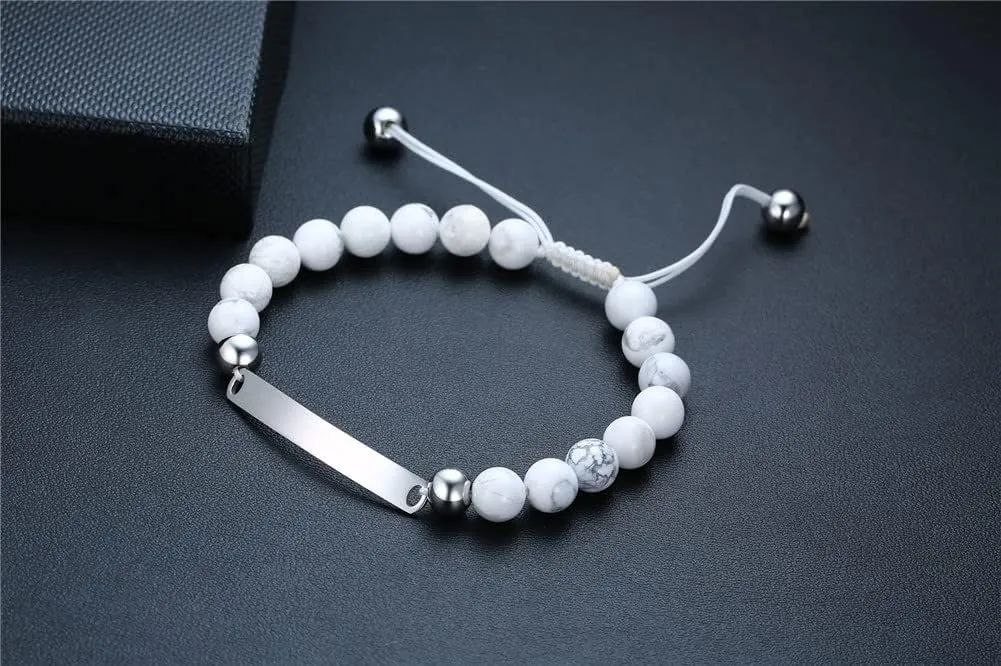 ZKXXJ WWJD HWLF Bracelet Set,Stainless Steel Adjusted Black White Beaded Onyx What Would Jesus Do He Would Love First Bracelets Inspirational Religious Reminder Jewelry