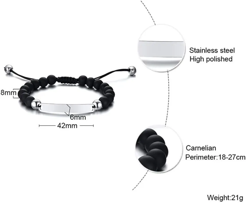 ZKXXJ WWJD HWLF Bracelet Set,Stainless Steel Adjusted Black White Beaded Onyx What Would Jesus Do He Would Love First Bracelets Inspirational Religious Reminder Jewelry