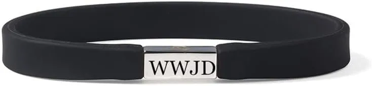 ZKXXJ WWJD HWLF Bracelets for Lover,Handmade Silicone Bracelet What Would Jesus Do He Would Love First Wristband Stainless Steel Inspirational Religious Reminder Jewelry Gift for Him Her